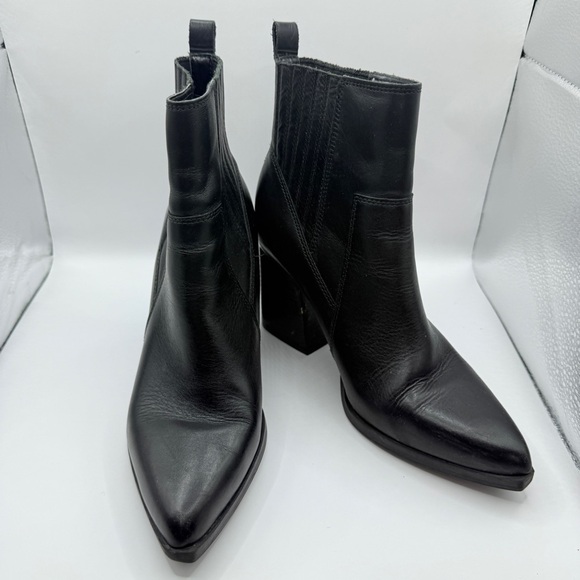 Marc Fisher Marela Black Leather Ankle Boots - Picture 2 of 9